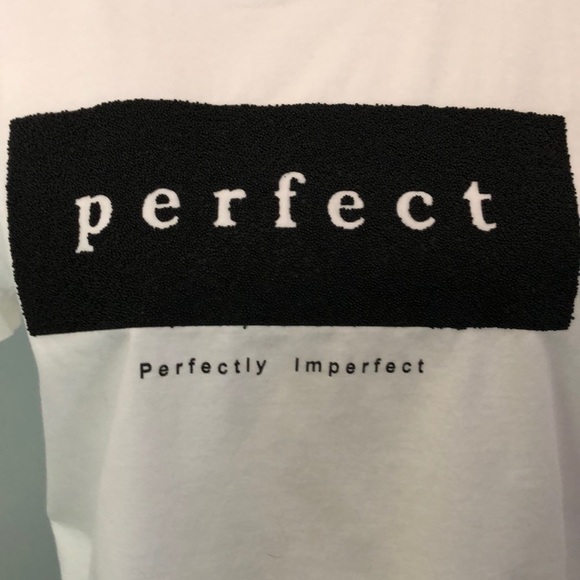 Cropped White “Perfect” - “Perfectly Imperfect” T-Shirt Large - Picture 2 of 7